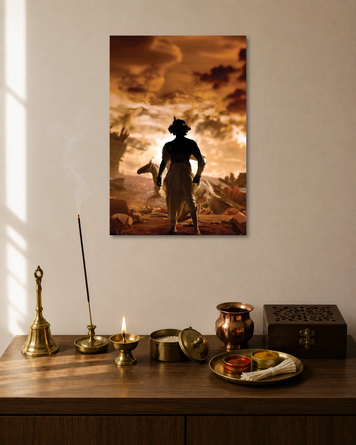 Krishna Kurukshetra Silhouette Poster