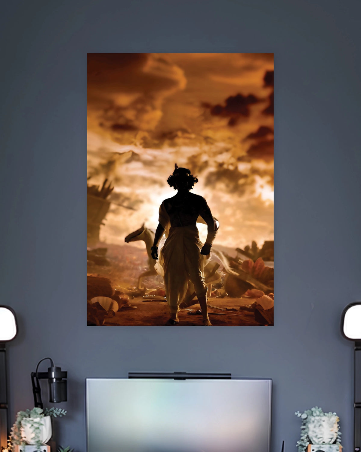 Krishna Kurukshetra Silhouette Poster