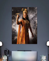 Lord Krishna Sudarshan Chakra Poster artwork with bold detailed composition 2