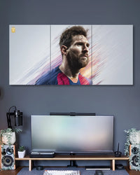 Three-panel Messi Barcelona 3 Piece Split Poster Set artwork featuring premium detailed design 2