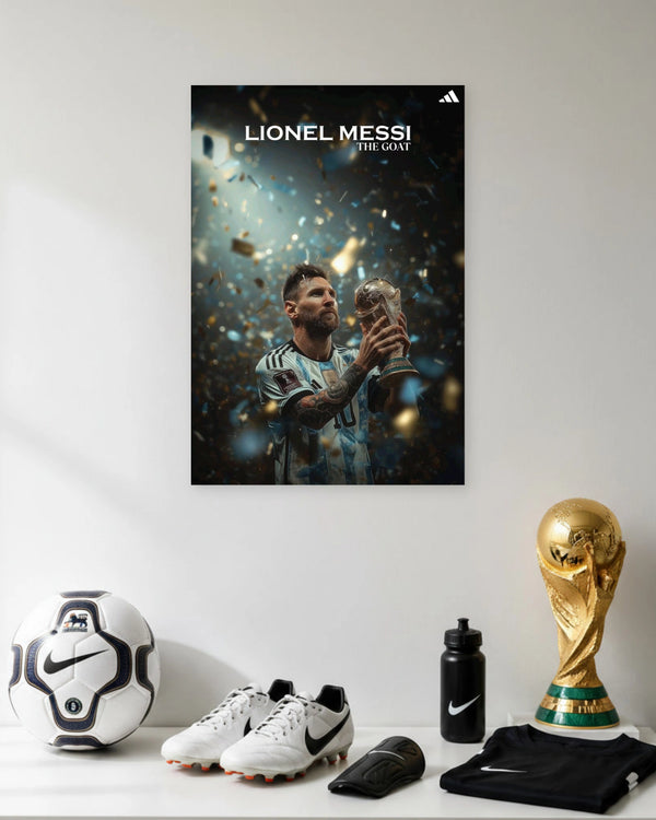 Lionel Messi GOAT World Cup Glory Poster