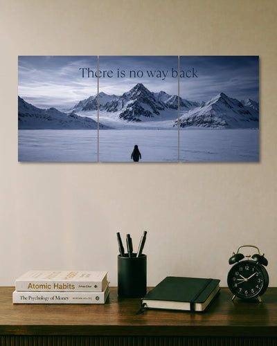 Lone Penguine Snow Mountains 3 Piece Split Wall Art three-panel artwork 1