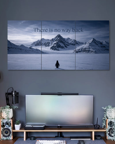 Lone Penguine Snow Mountains 3 Piece Split Wall Art three-panel artwork 2