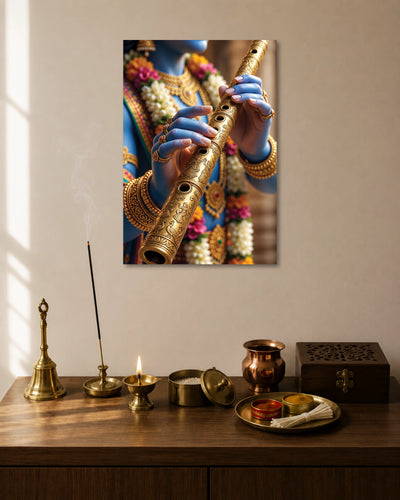 Lord Krishna Flute Poster artwork with bold detailed composition 1
