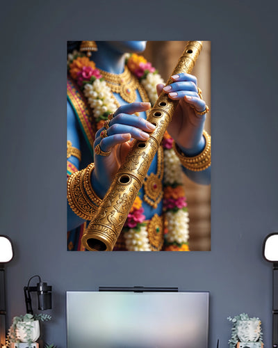 Lord Krishna Flute Poster artwork with bold detailed composition 2