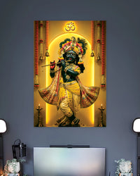 Lord Krishna Flute Devotional Poster artwork with bold detailed composition 2