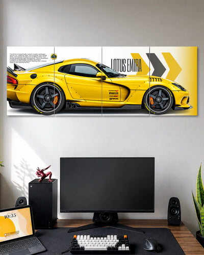 Lotus Emira Yellow & Black Car 4 Split Poster