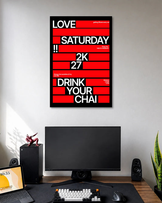 Love Saturday 2K27 Drink Your Chai Typography Poster poster artwork