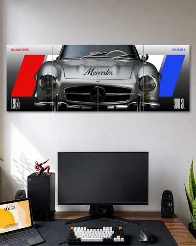 Mercedes 300 SL Silver Car 4 Split Poster