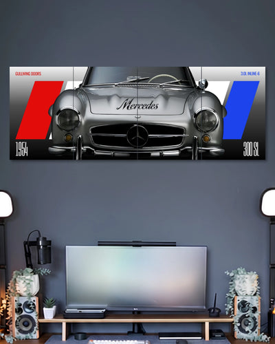 Mercedes 300 SL Silver Car 4 Split Poster