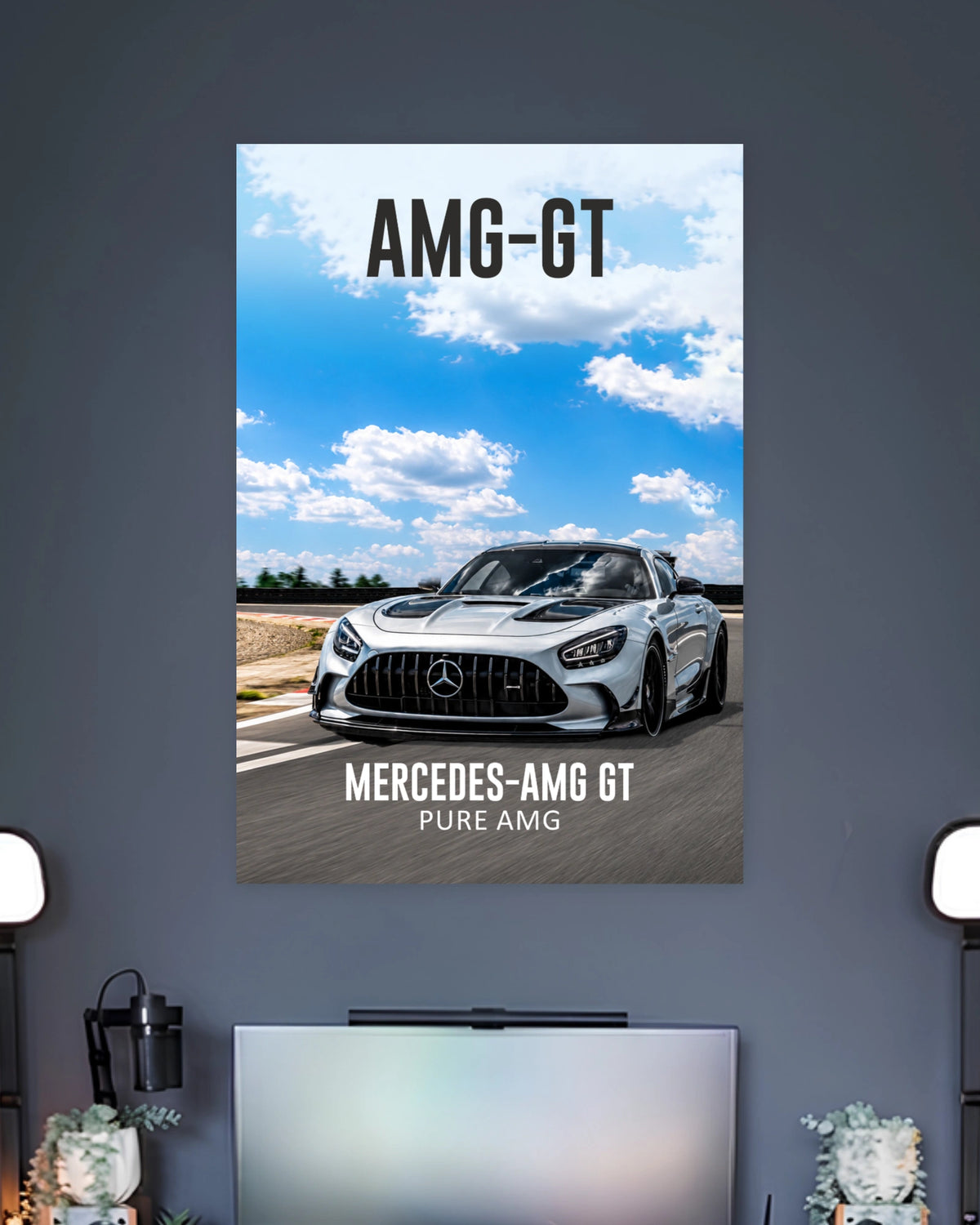 Mercedes-AMG GT Track Drive Poster wall poster displayed in a contemporary interior setting 2