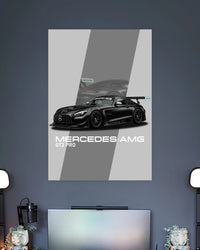 Mercedes-AMG GT2 PRO Sports Car Poster wall poster displayed in a contemporary interior setting 2