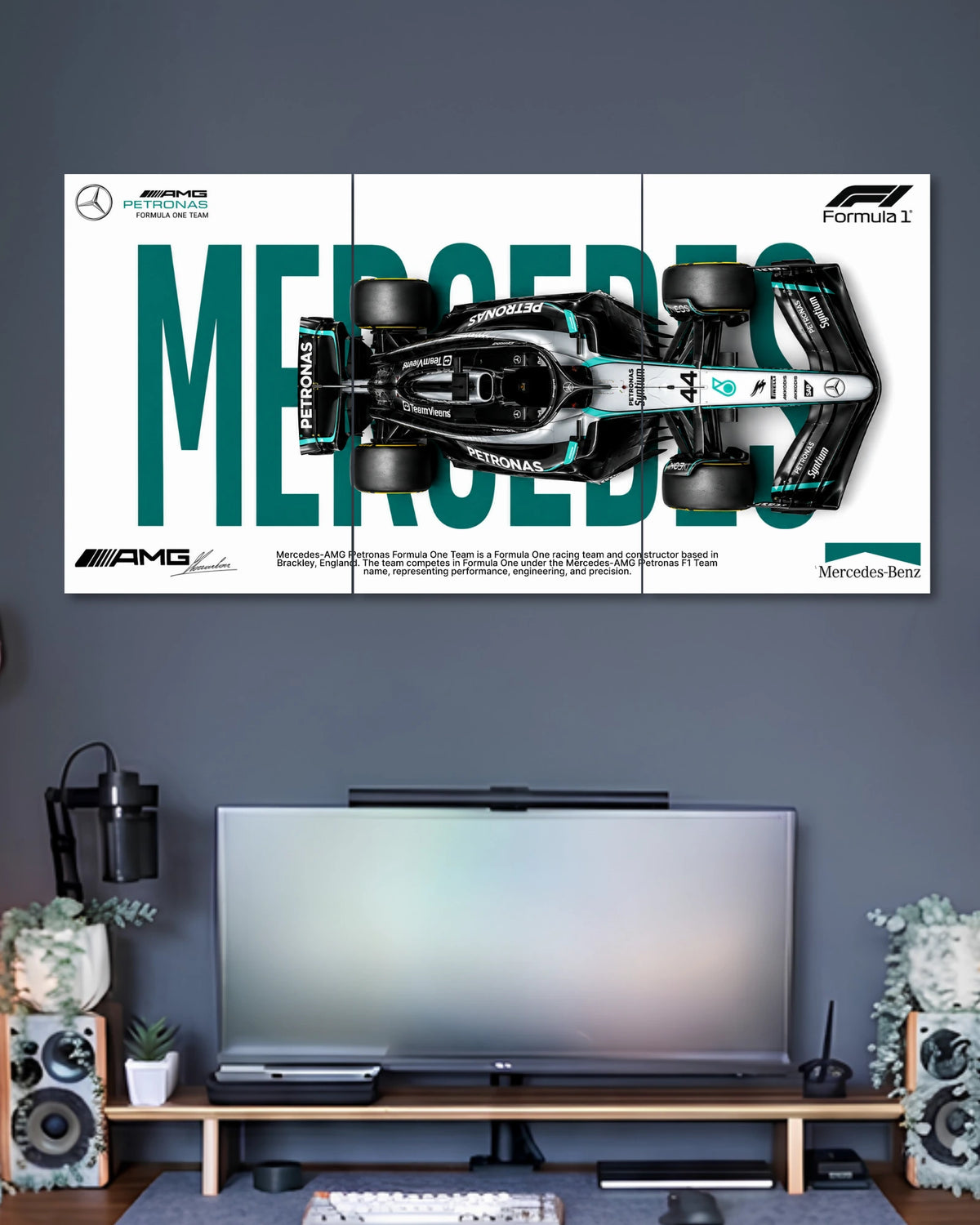 Mercedes AMG Petronas F1 Car 3 Split Poster