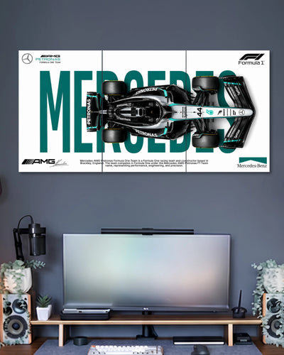 Mercedes AMG Petronas F1 Car 3 Split Poster