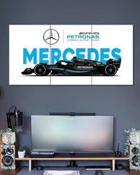 Mercedes AMG Petronas F1 Race Car 3 Piece Split Wall Art three-panel artwork 2