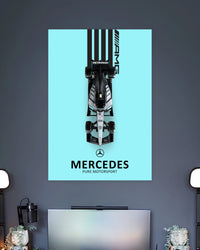 Mercedes Petronas F1 Top View Poster wall poster displayed in a contemporary interior setting 2