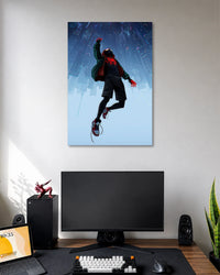 Miles Morales Futuristic City Swing Spider-Man Poster poster artwork