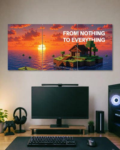 Minecraft From Nothing 3 Split Poster Set three-panel artwork 1