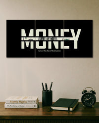 Money Motivation Typography 3 Piece Split Wall Art three-panel artwork 1