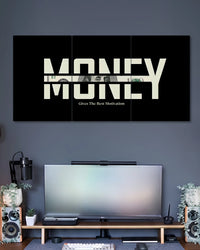 Money Motivation Typography 3 Piece Split Wall Art three-panel artwork 2