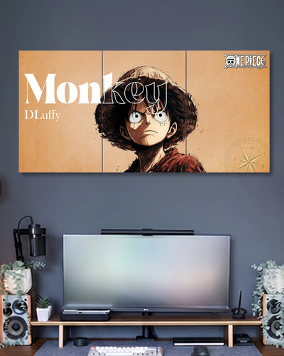 Three-panel Monkey D. Luffy Vintage 3 Piece Poster Set artwork featuring premium detailed design 2