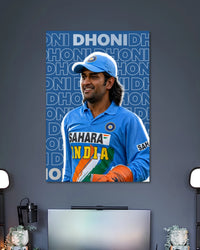 Alternative artwork featuring MS Dhoni Sahara India Blue Typography Poster