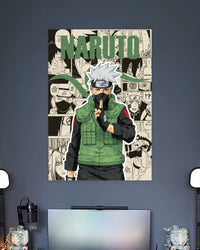 Kakashi Hatake Naruto Anime Poster wall poster displayed in a contemporary interior setting 2