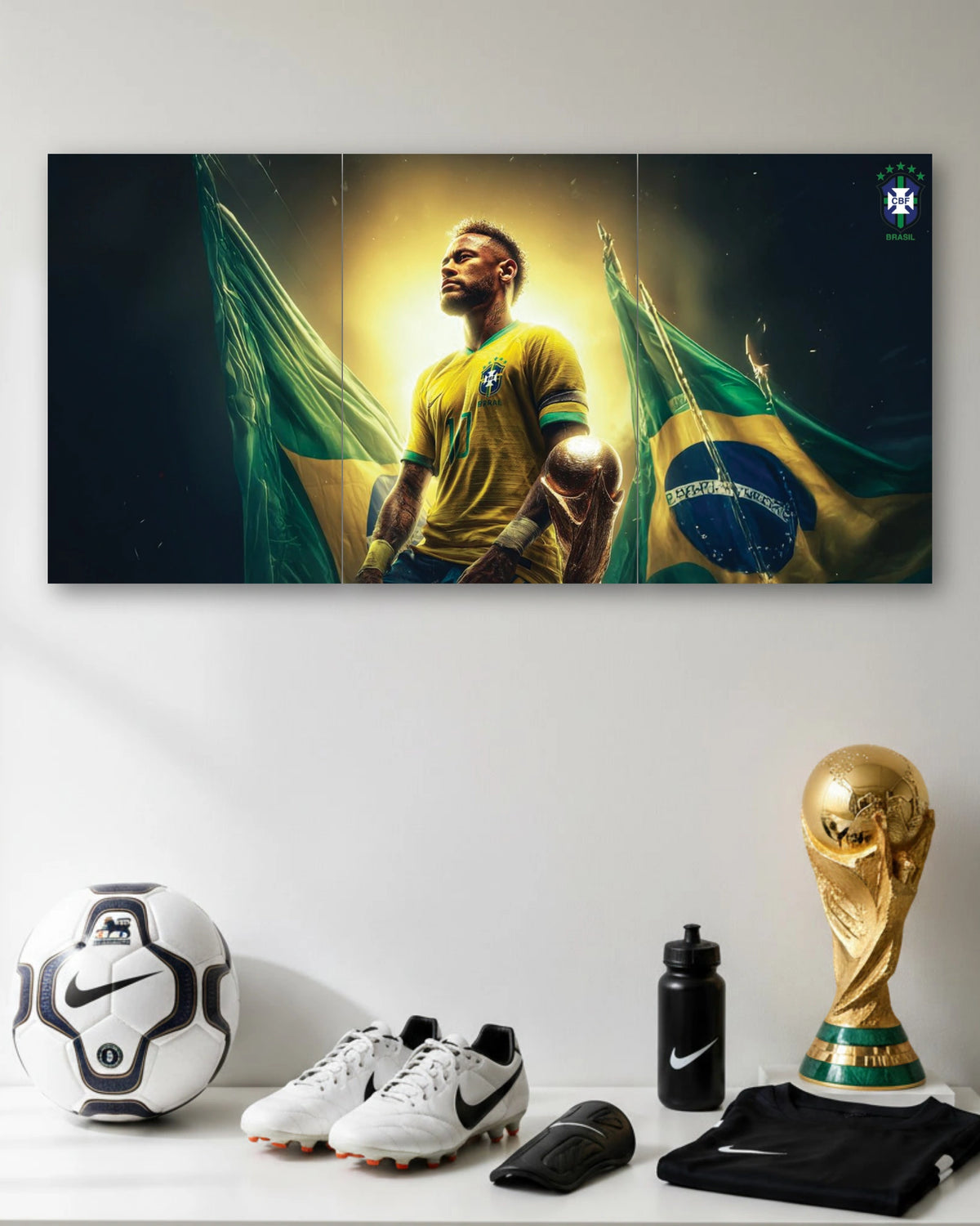 Three-panel Neymar Golden Glory 3 Piece Split Poster Set artwork featuring premium detailed design 1