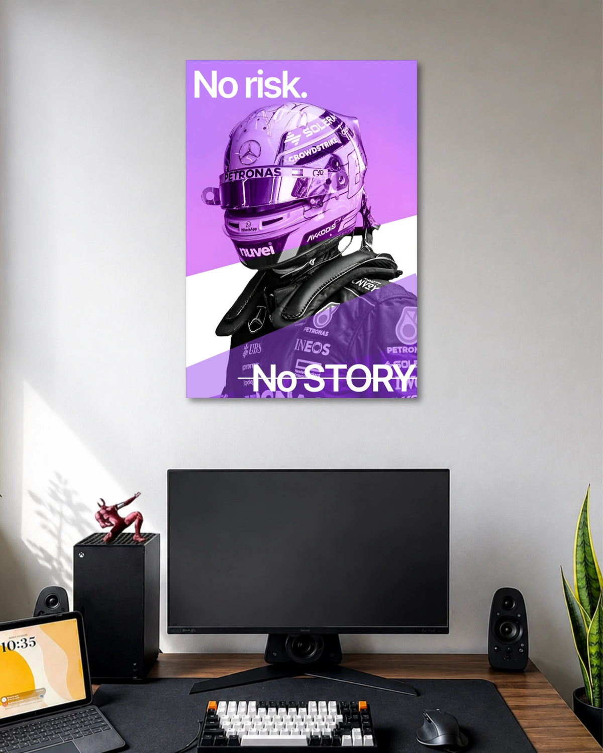 No Risk No Story F1 Helmet Poster poster artwork