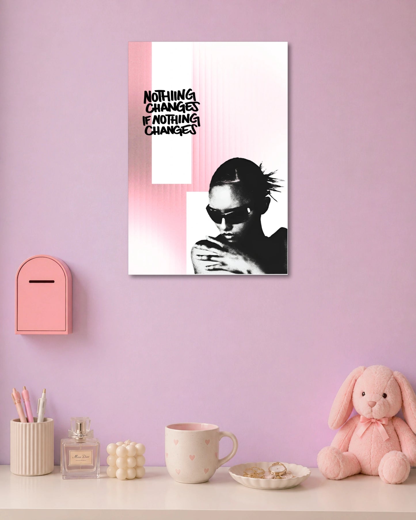 Nothing Changes Motivational Poster artwork with detailed composition 1