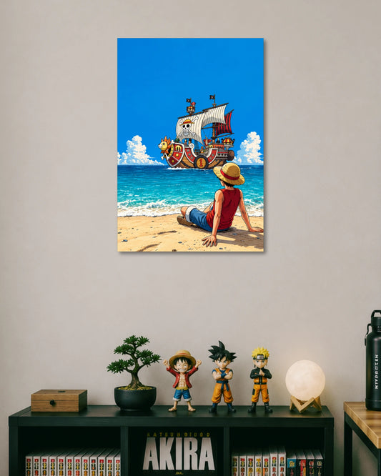 One Piece Luffy Going Merry Beach Poster artwork