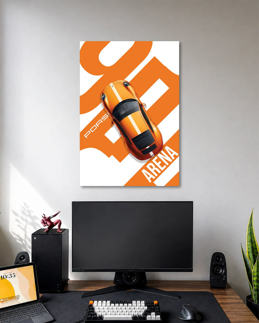 Porsche 911 Arena Top View Wall Art artwork with detailed composition 1