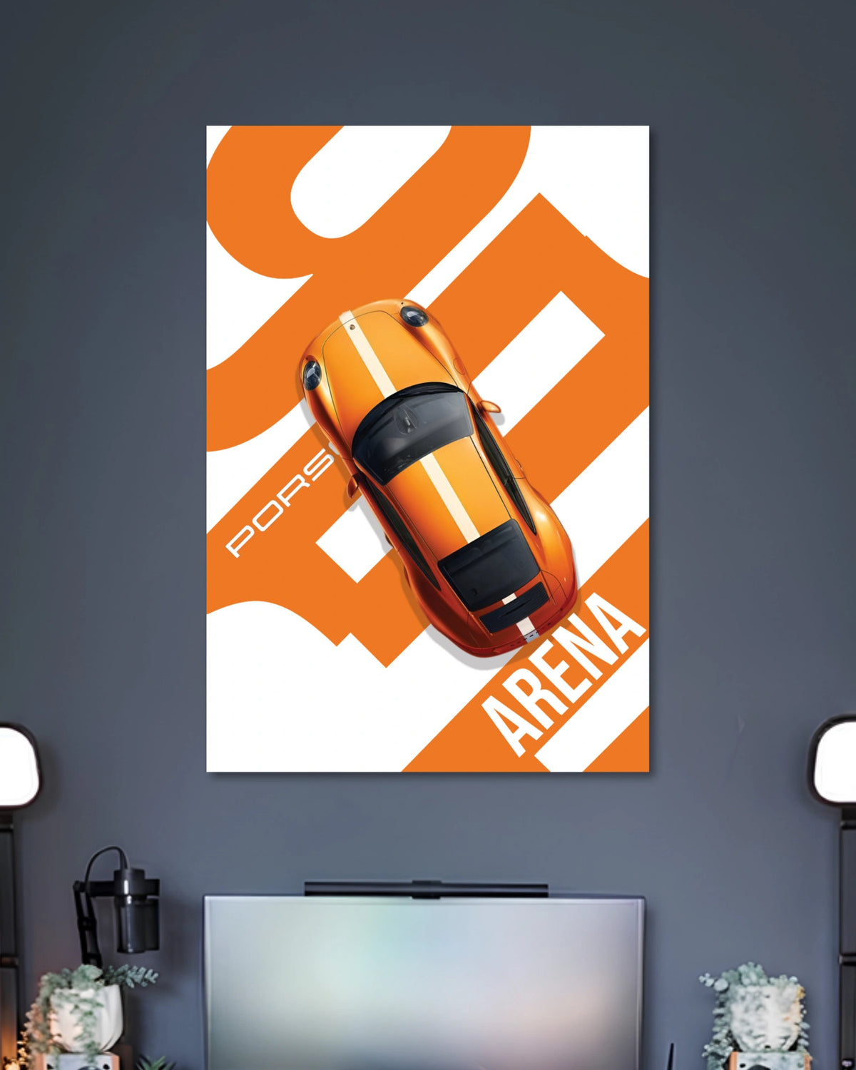 Porsche 911 Arena Top View Wall Art artwork with detailed composition 2