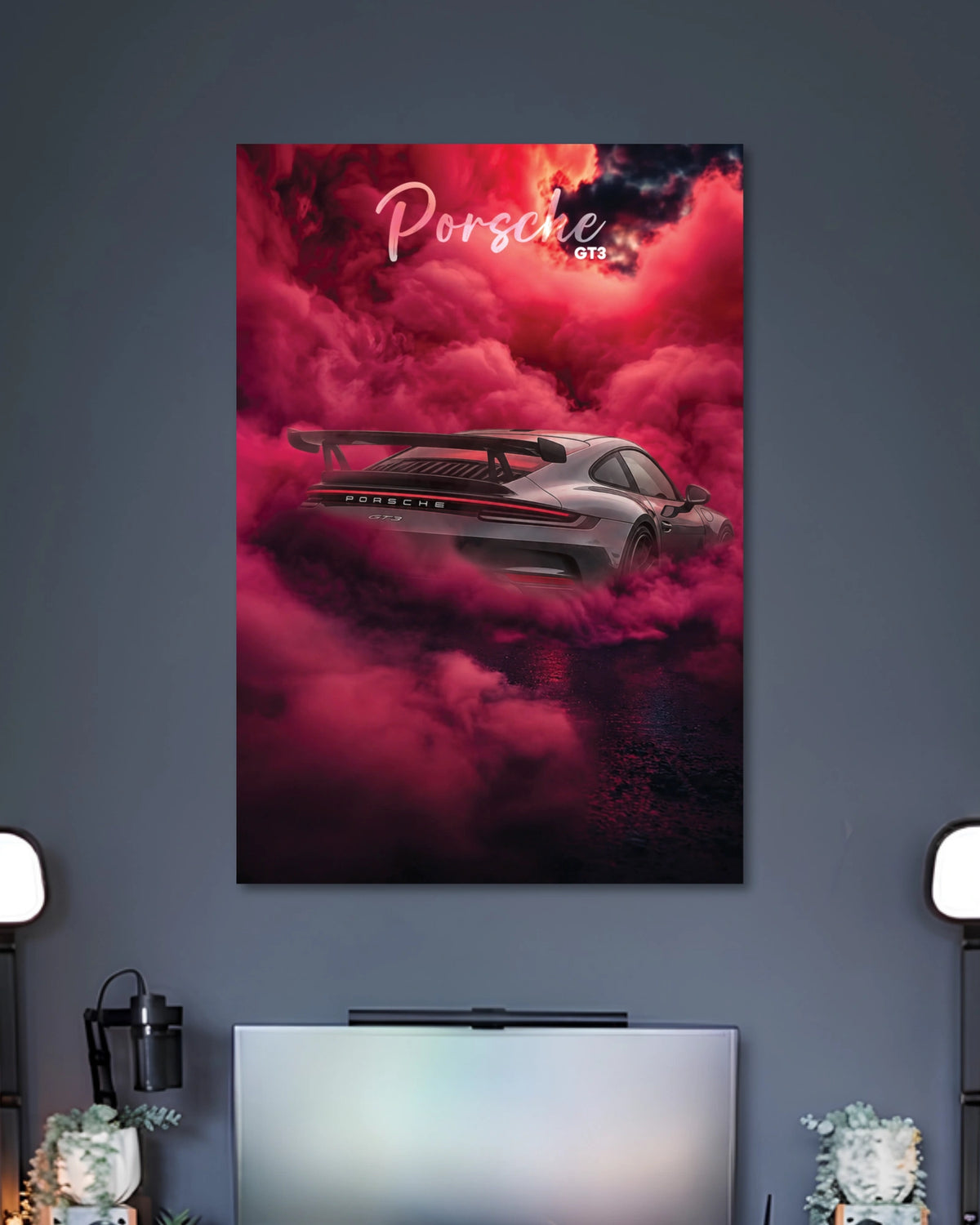 Porsche GT3 Pink Clouds Poster artwork with detailed composition 2