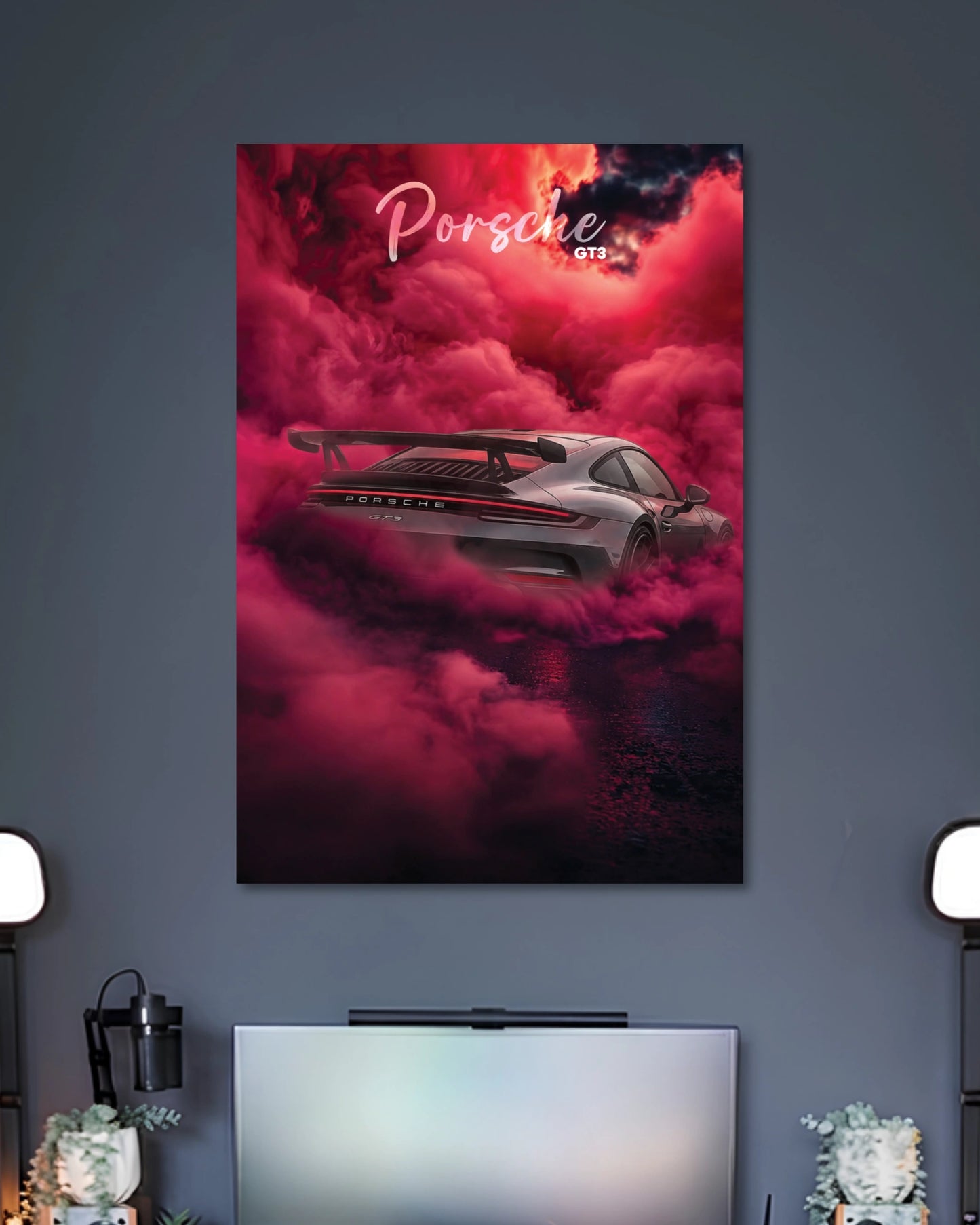 Porsche GT3 Pink Clouds Poster artwork with detailed composition 2