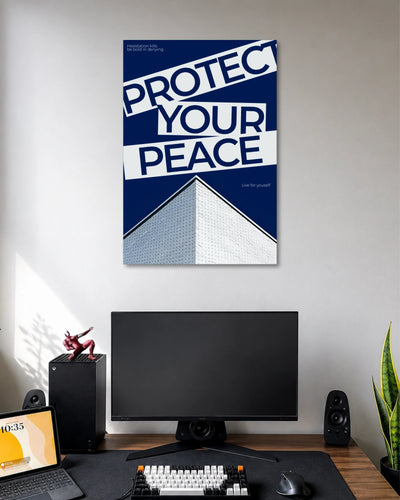 Protect Your Peace Navy Blue Typography Poster poster artwork