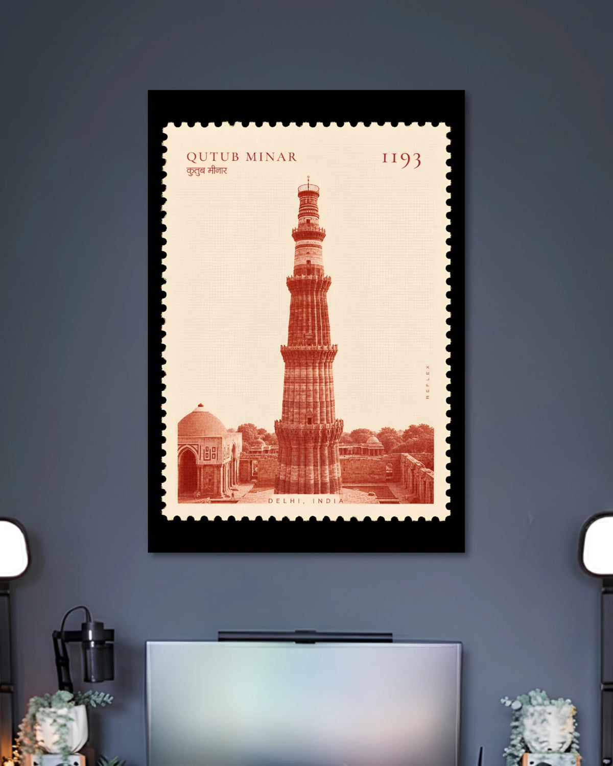 Alternative artwork featuring Qutub Minar Vintage Stamp Poster