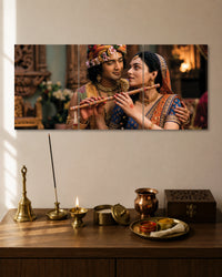 Radha Krishna Divine Love 3 Piece Split Wall Art three-panel artwork 1