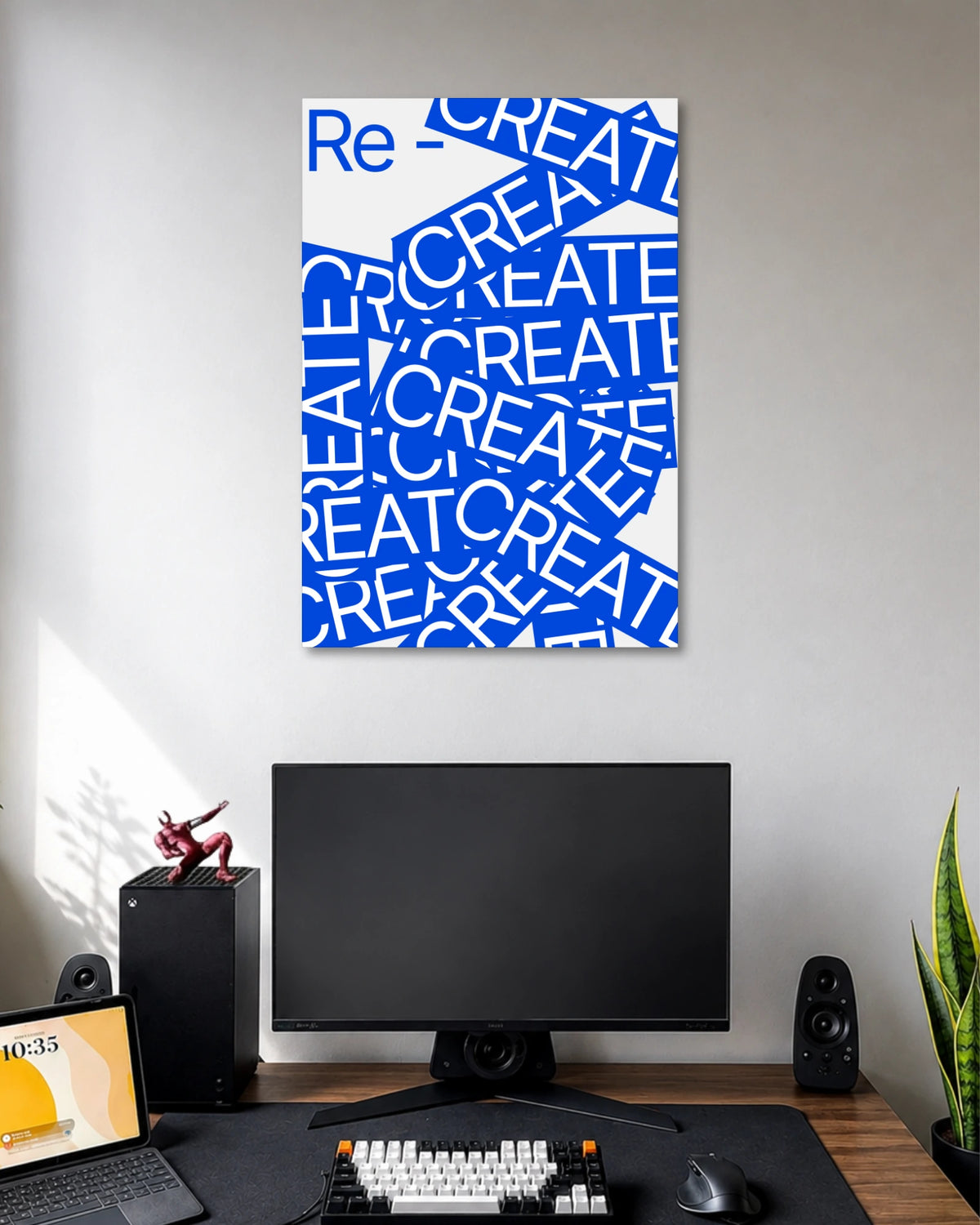 Re-Create Blue Typography Graphic Poster poster artwork