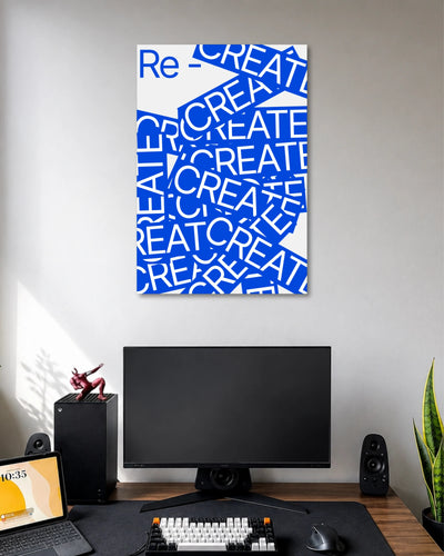 Re-Create Blue Typography Graphic Poster poster artwork
