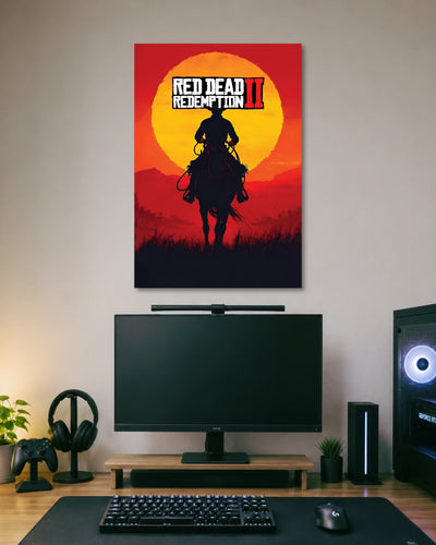 Red Dead Redemption 2 Cowboy Sunset Gaming Poster poster artwork