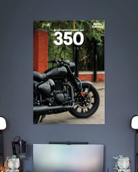 Royal Enfield Classic 350 Motorcycle Poster wall poster displayed in a contemporary interior setting 2