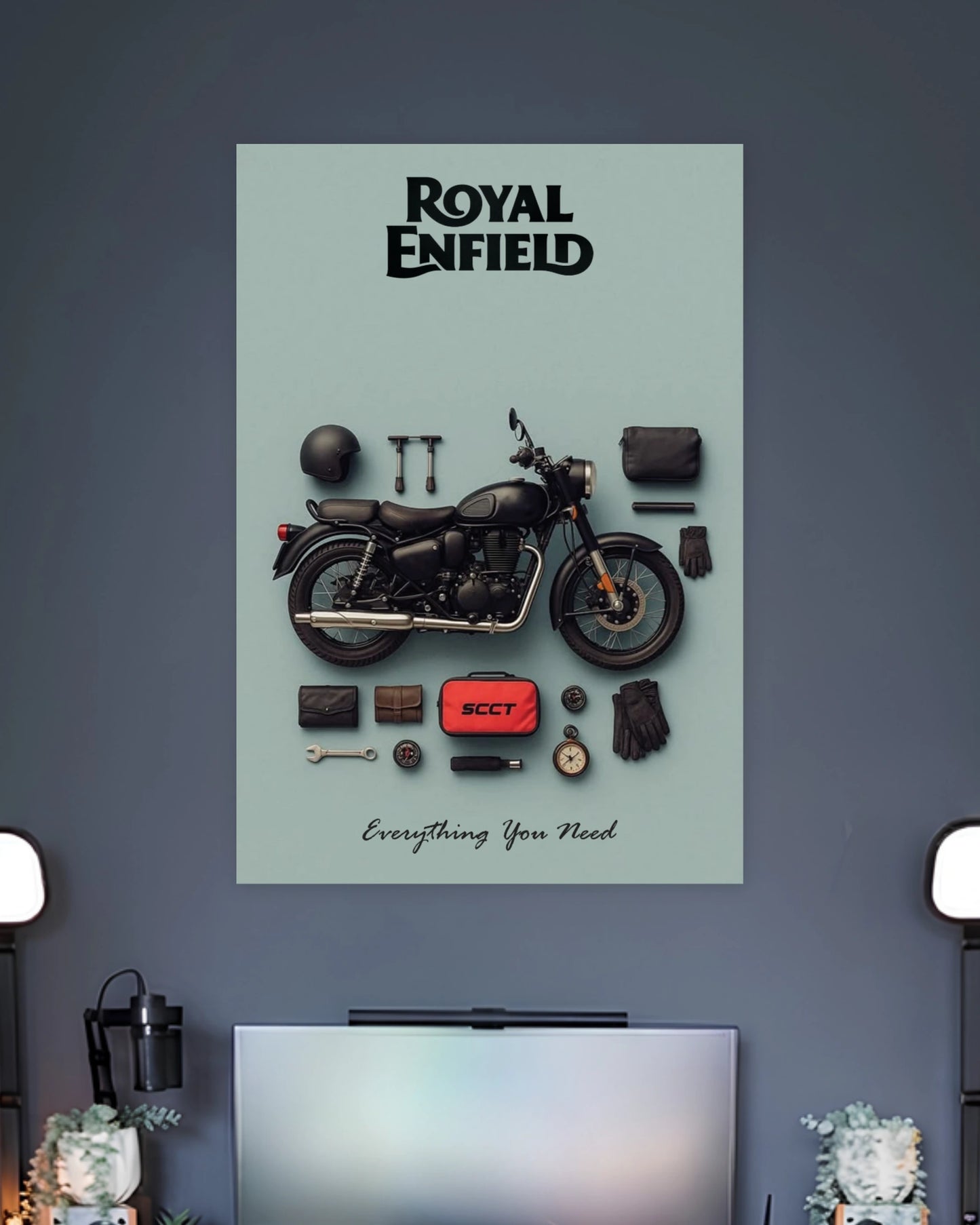 Royal Enfield Riding Essentials Poster wall poster displayed in a contemporary interior setting 2
