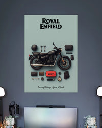 Royal Enfield Riding Essentials Poster wall poster displayed in a contemporary interior setting 2