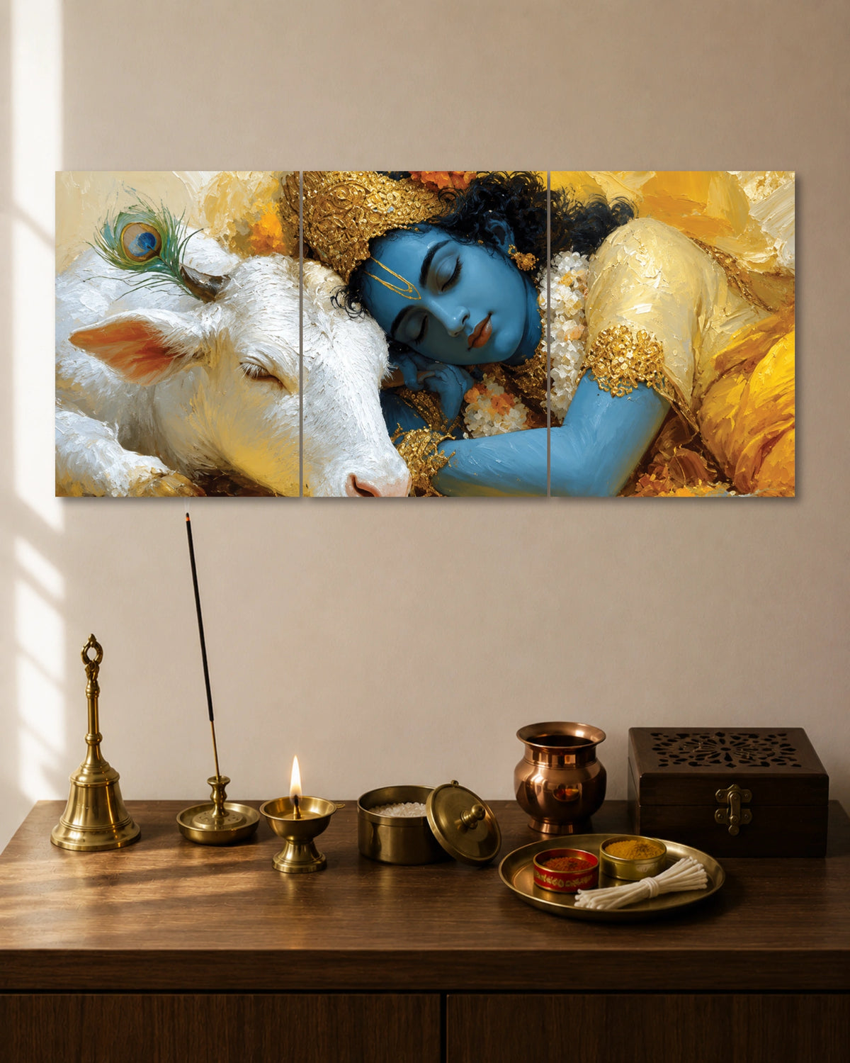 Sleeping Lord Krishna 3 Split Poster Set three-panel artwork 1