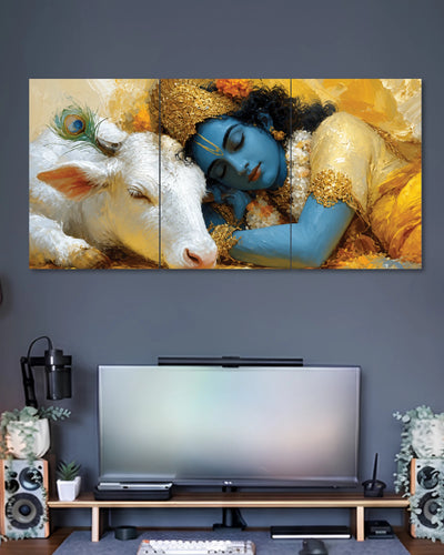 Sleeping Lord Krishna 3 Split Poster Set three-panel artwork 2