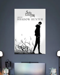 Solo Leveling Shadow Hunter Anime Poster wall poster displayed in a contemporary interior setting 2