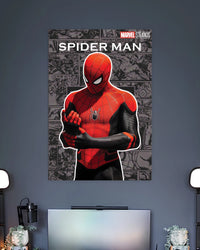 Spider-Man Comic Panel Poster wall poster displayed in a contemporary interior setting 2