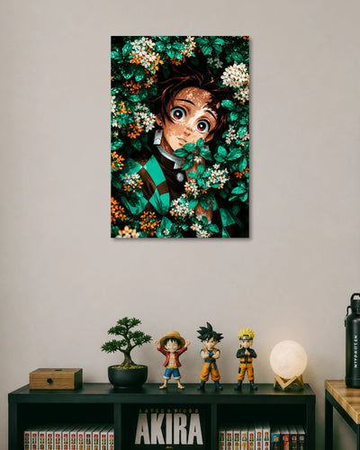 Demon Slayer Tanjiro Floral Portrait Poster