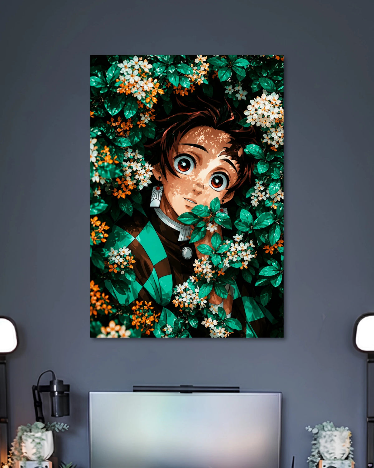 Demon Slayer Tanjiro Floral Portrait Poster
